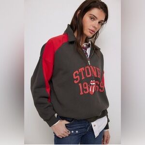 NWT Free People x Chaser Rolling Stones Quarter Zip Sweatshirt